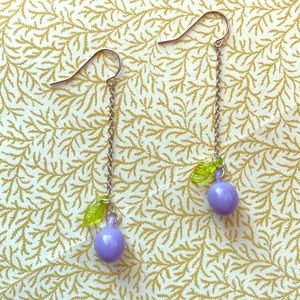 Vintage 🍒🍑🍐🍋Fruit Bead Silver Earrings